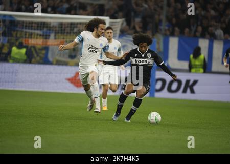 ©PHOTOPQR/LA PROVENCE/SPEICH Frédéric ; Marseille ; 07/04/2022 ; football : Europa Conference League UEFA 1/4 de finale aller match : Olympique de Marseille (OM) - PAOK Salonique (GRECE) au Stade Vélodrome Orange Banque D'Images