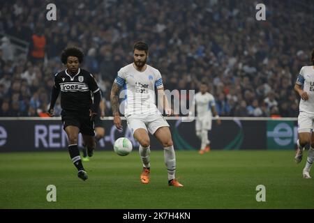 ©PHOTOPQR/LA PROVENCE/SPEICH Frédéric ; Marseille ; 07/04/2022 ; football : Europa Conference League UEFA 1/4 de finale aller match : Olympique de Marseille (OM) - PAOK Salonique (GRECE) au Stade Vélodrome Orange Banque D'Images