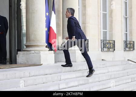 ©PHOTOPQR/LE PARISIEN/olivier corsan ; Paris ; 20/04/2022 ; Gérald Darmanin, ministre de l'intérieur - gouvernement français Paris 20 avril 2022 Banque D'Images