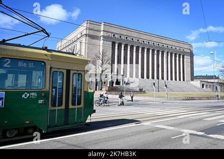 ©PHOTOPQR/OUEST FRANCE/Marc OLLIVIER ; Helsinki ; 26/04/2022 ; le palais du Parlement de Finlande. Reportage en Finlande. La finale de la campagne 'd'ici quelques semaines' sur une candidature à l'Olan en conséquence de l'invasion de l'Ukraine par la Russie. Banque D'Images