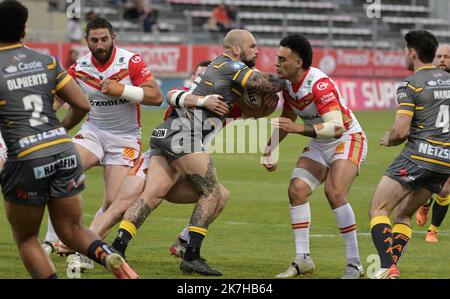 ©PHOTOPQR/L'INDÉPENDANT/CLEMTZ MICHEL ; PERPIGNAN ; 29/04/2022 ; SPORT / RUGBY A XIII / SUPERLEAGUE / CATALANES DRAGONS VS CASTLEFORD TIGERS / STADE GILBERT BRUTUS DE PERPIGNAN / Banque D'Images