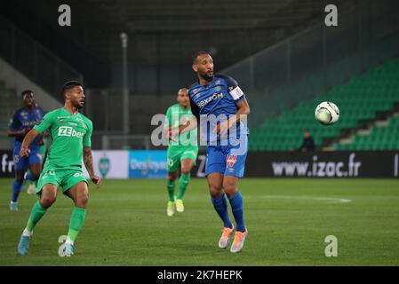 Thierry Larret / MAXPPP. Ligue de football 1 Uber Eats. Association Sportive de Saint-Etienne contre Stade de Reims. Le 14 mai 2022, Stade Geoffroy-Guichard, Saint-Etienne (42). Banque D'Images