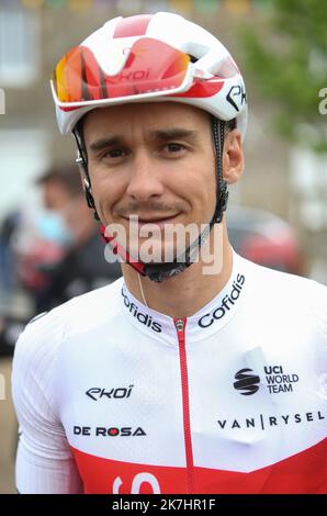 ©Laurent Lairys/MAXPPP - Bryan Coquard de Cofidis pendant les Boucles de la Mayenne 2022, course cycliste UCI ProSeries, étape 1, Saint-Pierre-des-Landes > Andouillé (180 km) sur 26 mai 2022 à Andouillé, France - photo Laurent Lairys / MAXPPP Banque D'Images