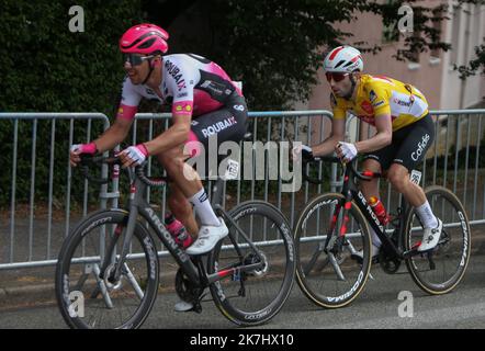 ©Laurent Lairys/MAXPPP - Benjamin Thomas de Cofidis pendant les Boucles de la Mayenne 2022, course cycliste UCI ProSeries, étape 4, Martigné-sur-Mayenne > Laval (180 km) sur 29 mai 2022 à Laval, France - photo Laurent Lairys / MAXPPP Banque D'Images