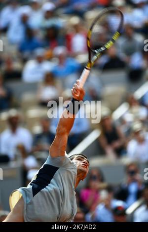 ©FRANCK CASTEL/MAXPPP - 20220005 Roland Garros - jour 10 Carlos ALCARAZ pendant le dixième jour de Roland Garros sur 31 mai 2022 à Paris, France. Banque D'Images