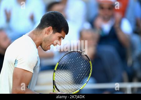 ©FRANCK CASTEL/MAXPPP - 20220005 Roland Garros - jour 10 Carlos ALCARAZ pendant le dixième jour de Roland Garros sur 31 mai 2022 à Paris, France. Banque D'Images