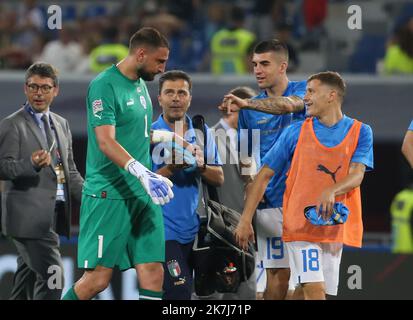 ©Laurent Lairys/MAXPPP - Gianluigi Donnarumma d'Italie lors de la Ligue des Nations de l'UEFA, Ligue A - Groupe A3, match de football entre l'Italie et l'Allemagne sur 4 juin 2022 au stade Renato-Dall'Ara de Bologne, Italie - photo Laurent Lairys / MAXPPP Banque D'Images