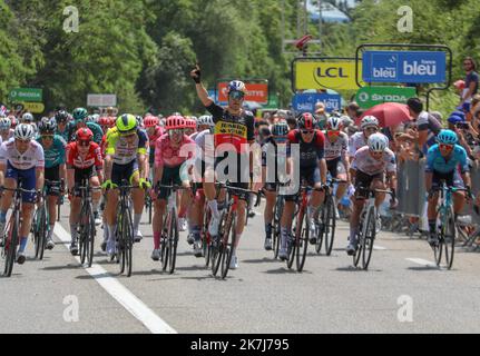 ©PHOTOPQR/LE DAUPHINE/Stéphane MARC ; Beauchastel ; 05/06/2022 ; Stéphane Marc / le Dauphine libéré / Photopsq Beauchastel/Ardèche le 05/06/2022 première étape du critérium du Dauphiné. Première étape de la course cycliste Criterium du Dauphine, à 192 km entre la Voulte-sur-Rhône et Beauchastel, France, dimanche 05 juin 2022. Banque D'Images