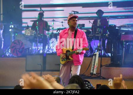 ©Mourad ALLILI/MAXPPP - 15/06/2022 le chanteur britannique Damon Albarn se produit avec son groupe Gorillaz au Théâtre Antique de Vienne sur 15 juin 2022 Banque D'Images