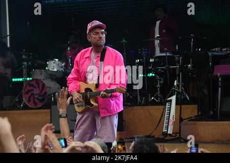 ©Mourad ALLILI/MAXPPP - 15/06/2022 le chanteur britannique Damon Albarn se produit avec son groupe Gorillaz au Théâtre Antique de Vienne sur 15 juin 2022 Banque D'Images