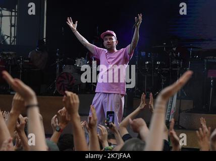 ©Mourad ALLILI/MAXPPP - 15/06/2022 le chanteur britannique Damon Albarn se produit avec son groupe Gorillaz au Théâtre Antique de Vienne sur 15 juin 2022 Banque D'Images