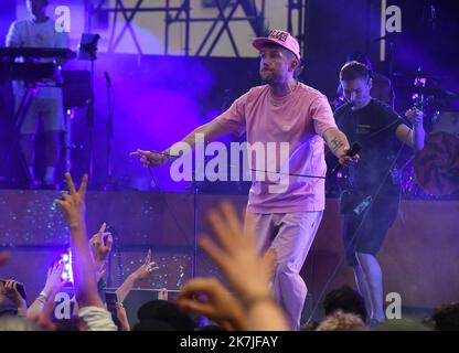 ©Mourad ALLILI/MAXPPP - 15/06/2022 le chanteur britannique Damon Albarn se produit avec son groupe Gorillaz au Théâtre Antique de Vienne sur 15 juin 2022 Banque D'Images