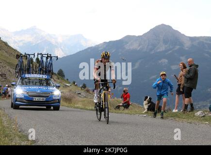 ©PHOTOPQR/LA PROVENCE/DUCLET Stéphane ; Aramon ; 13/07/2022 ; ?Jonas Vingegaard a remporté la 11E étape du tour de France entre Albertville et le col du Granon scène onze de la course cycliste Tour de France, une course de 149km d'Albertville au Col du Granon serre Chevalier, France, le mercredi 13 juillet 2022 Banque D'Images