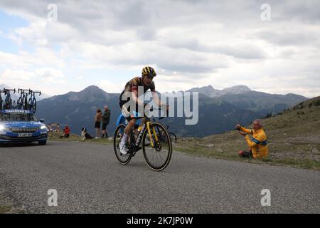 ©PHOTOPQR/LA PROVENCE/DUCLET Stéphane ; Aramon ; 13/07/2022 ; ?Jonas Vingegaard a remporté la 11E étape du tour de France entre Albertville et le col du Granon scène onze de la course cycliste Tour de France, une course de 149km d'Albertville au Col du Granon serre Chevalier, France, le mercredi 13 juillet 2022 Banque D'Images