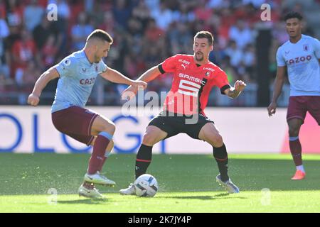 ©PHOTOPQR/Ouest FRANCE/Vincent MICHEL ; Rennes ; 30/07/2022 ; Football - match de préparation saison 2022/2023 - RENNES / ASTON VILLA Baptiste Santamaria / Rennes photo Vincent Michel / Ouest-France rencontre de football amicale entre le Stade Rennais et la Villa Aston, au stade du Parc Roazhon à Rennes, dans l'ouest de la France, sur 30 juillet 2022. Banque D'Images