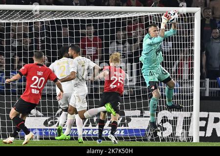 ©PHOTOPQR/Ouest FRANCE/Philippe RENAULT ; Rennes ; 31/08/2022 ; Rennes - Brest . ( Stade Rennais FC contre Stade Brestois 29 ). Championnat de France de football, Ligue 1, journée 5. Intervention de Marco BIZOT photo Philippe RENAULT / Ouest-France Banque D'Images