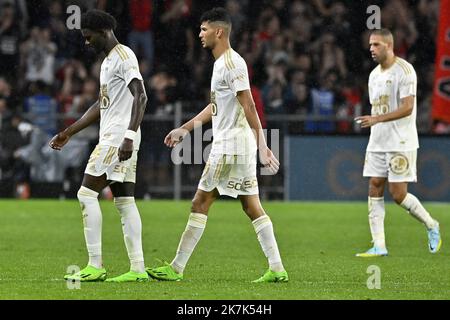 ©PHOTOPQR/Ouest FRANCE/Philippe RENAULT ; Rennes ; 31/08/2022 ; Rennes - Brest . ( Stade Rennais FC contre Stade Brestois 29 ). Championnat de France de football, Ligue 1, journée 5. Conception des Brestois photo Philippe RENAULT / Ouest-France Banque D'Images