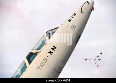 ©PHOTOPQR/VOIX DU NORD/PIERRE ROUANET ; 02/09/2022 ; NIERGNIES, LE 02/09/2022. Répétition avant la rencontre des ailes de Cambrai 2022, un aérodrome de Niergnies, avec entrée automatique la patrouille de France (la patrouille acrobatique officielle de l'Armée de l'Air). PHOTO PIERRE ROUANET LA VOIX DU NORD - répétition avant la rencontre des ailes de Cambrai 2022, à l'aérodrome de Niergnies, avec entre autres la patrouille de France (la patrouille acrobatique officielle de l'Armée de l'Air). Banque D'Images