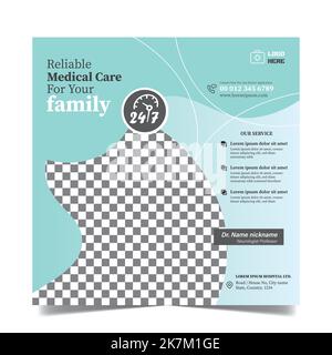 Modèle de message de médias sociaux médicaux modèle de bannière de santé pour les médias sociaux conception de publicité médicale Illustration de Vecteur