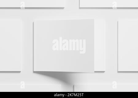A4 Paysage horizontal Magazine Brochure 3D rendu blanc maquette vierge Banque D'Images