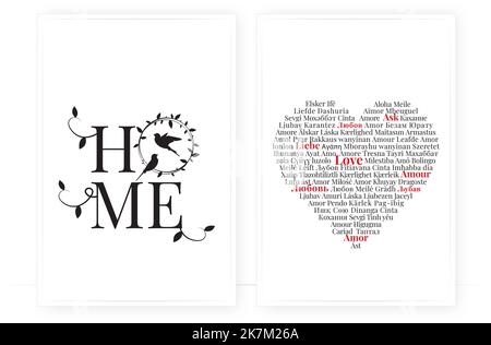 Amour à la maison, vecteur. Citations d'amour de famille. Affiche minimaliste scandinave. Illustration de Vecteur