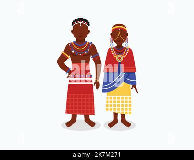 un couple des caraïbes portant une tenue traditionnelle figure de personnage Illustration de Vecteur