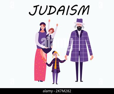 judaïsme religion traditionnelle famille caractère illustration Illustration de Vecteur