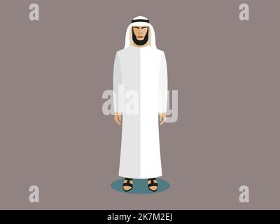 Vêtements traditionnels et port de la tête de l'Arabie Saoudite pour hommes, les musulmans illustration de caractère Illustration de Vecteur