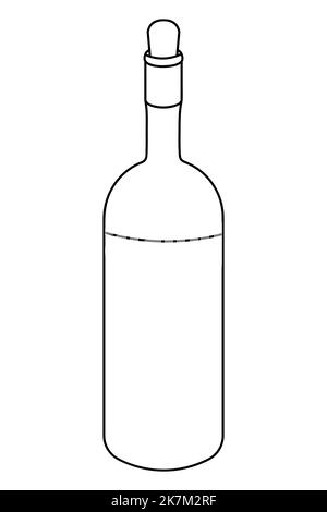 Bouteille de vin. Boisson alcoolisée dans un récipient en verre. Le cou est bloqué par un bouchon. Des Cahors forts Illustration de Vecteur