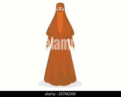 Arabie Saoudite tenue traditionnelle des femmes l'utilisent pour couvrir tout le corps, illustration de caractère islamique Illustration de Vecteur