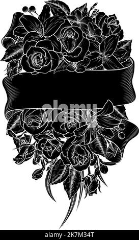 Fleurs Rose bouquet de fleurs mariage funéraire Illustration de Vecteur