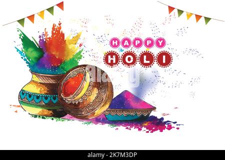 festival holi illustration de l'arrière-plan abstrait coloré, happy holi festival des couleurs, inde célébration, bannière, affiche, carte Illustration de Vecteur