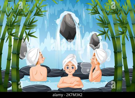 Personnes dans la nature bain thermal illustration Illustration de Vecteur