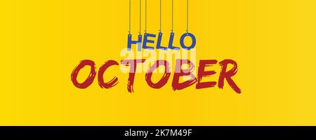 Illustration typographique Hello October avec arrière-plan attrayant Illustration de Vecteur