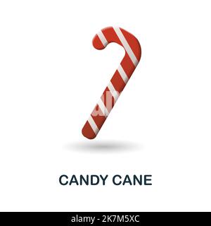 Icône Candy Cane. 3d illustration de la collection de noël. Icône Creative Candy Cane 3D pour la conception Web, les modèles, les infographies et plus encore Illustration de Vecteur