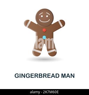 Icône de l'homme de pain d'épice. 3d illustration de la collection de noël. Icône Creative Gingerbread Man 3D pour la conception Web, les modèles, les infographies et plus encore Illustration de Vecteur