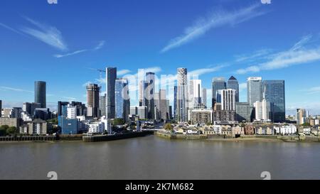 vue aérienne du quai des canaries sur les rives de la tamise à londres Banque D'Images