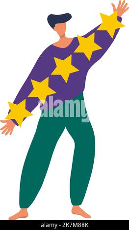 L'homme est classé cinq étoiles. Conception plate simple. Illustration de Vecteur
