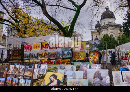 marché antique et peintures, lviv ukraine Banque D'Images