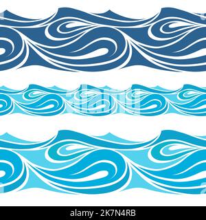 Motif sans couture magnifiques vagues bleues. Illustration de Vecteur