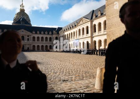 Paris, France. 18th octobre 2022. Intérieur de la grande cour des Invalides lors d'une cérémonie d'hommage aux vétérans de la guerre d'Algérie, à l'Hôtel National des Invalides, à Paris, France sur 18 octobre 2022. Photo par Romain Gaillard/Pool/ABACAPRESS.COM crédit: Abaca Press/Alay Live News Banque D'Images