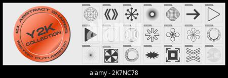 Ensemble de vecteurs de Y2K. Éléments géométriques minimalistes. Formes abstraites de bauhaus. Illustration de Vecteur