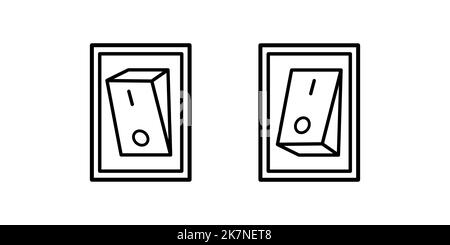 Voyant allumé et éteint, icône de ligne de commutation électrique. Alimentation Activer et désactiver le symbole de style de contour de bouton pour le Web et l'application. Activer/désactiver le vecteur de position Illustration de Vecteur