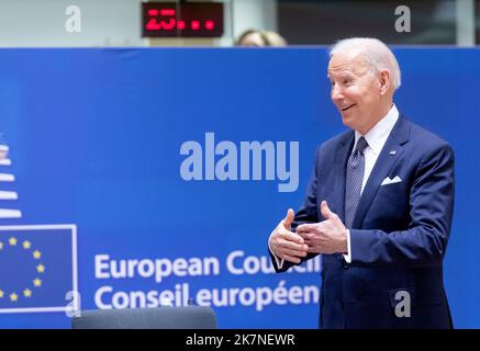 Belgique, Bruxelles: Conseil européen consacré à l'invasion de l'Ukraine par la Russie sur l'24 mars 2022. Président des États-Unis Joe Biden Banque D'Images