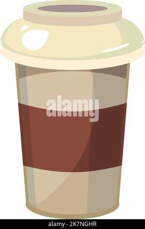 Café dans une tasse jetable. Boisson chaude à emporter à dessin animé Illustration de Vecteur