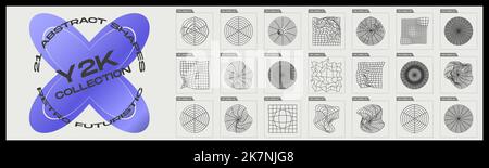 Éléments futuristes rétro pour le design. Grand ensemble d'objets rétro pour le design. ornements pour la décoration. Illustration de Vecteur