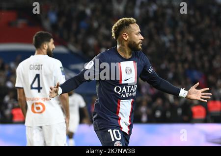 Julien Mattia / le Pictorium - PSG - Marseille - 16/10/2022 - France / Ile-de-France (région) / Paris - joie de Neymar Jr après son but pendant t Banque D'Images