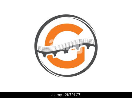 Lettre initiale du monogramme G avec signe de pont. Modèle de conception de logo de pont abstrait. Logo vectoriel moderne pour le secteur de la construction. Illustration de Vecteur