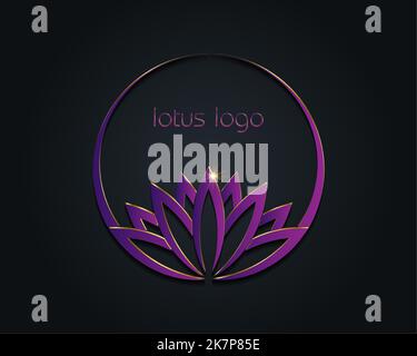 Logo violet Lotus, nénuphars, Fleur of Life. Géométrie sacrée. Symbole de l'harmonie et de l'équilibre. Cercle signe de pureté. Chakra Yoga design isolé Illustration de Vecteur