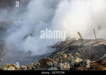 Sources thermales géothermiques Gunnuhver, Reykjanes Peninula, Islande Banque D'Images